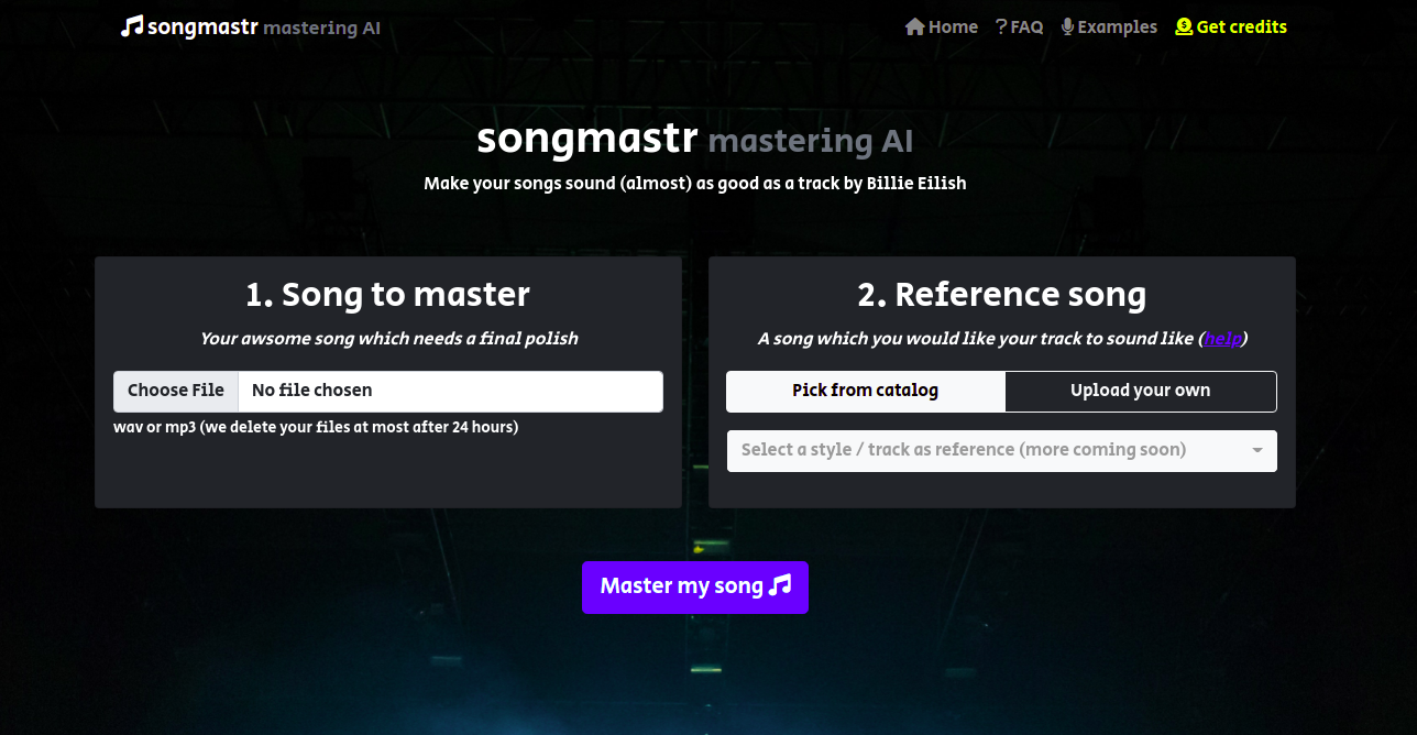 Songmastr | Automatic song mastering to reference / 7 per week FREE !